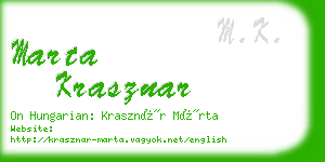 marta krasznar business card
